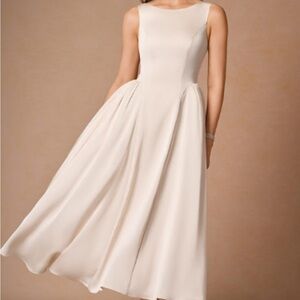 Azazie Casey Cream Midi Dress